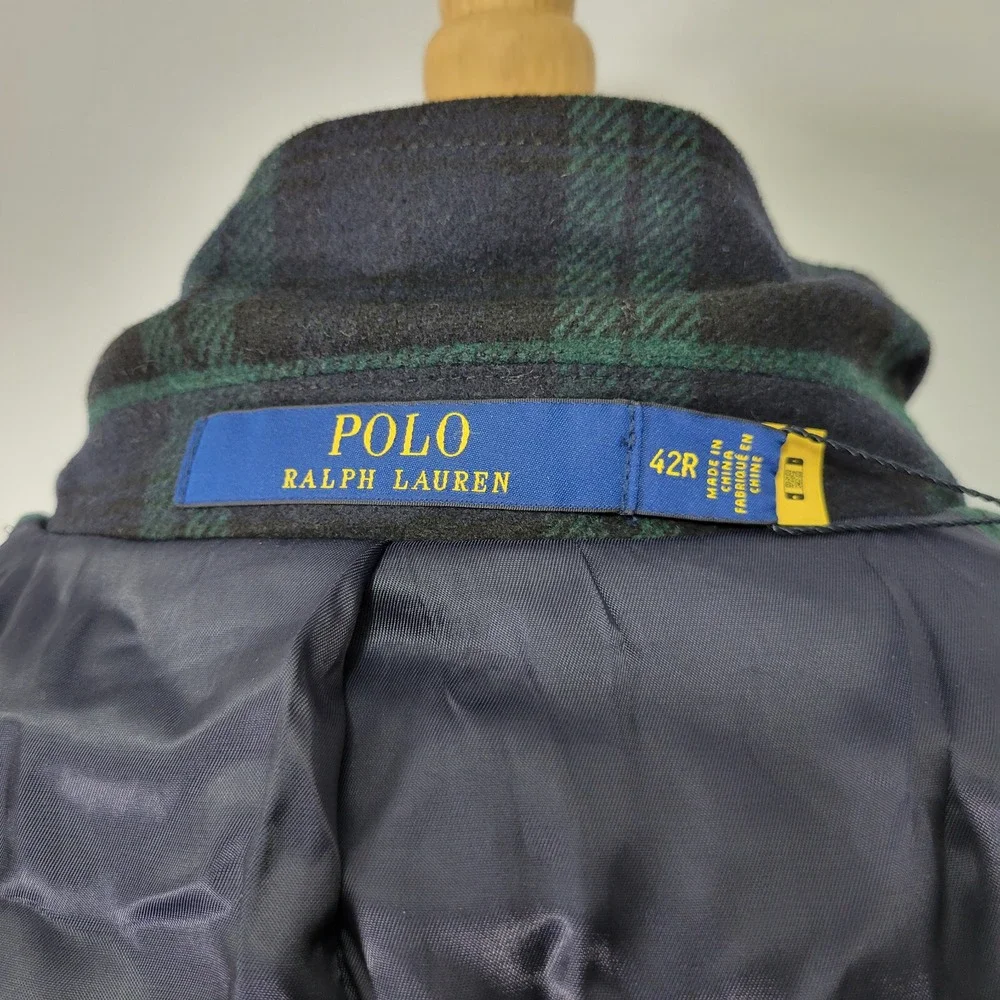 Polo Ralph Lauren Men's Sport Coat Two Button Flannel Tartan Navy Green Size 42R